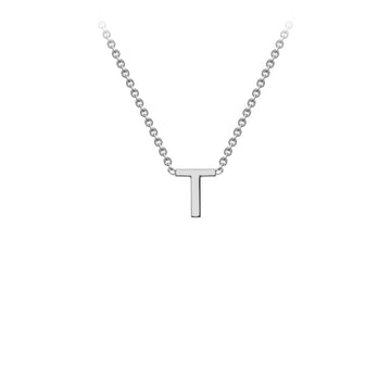 9K White Gold 'T' Initial Adjustable Letter Necklace 38/43cm