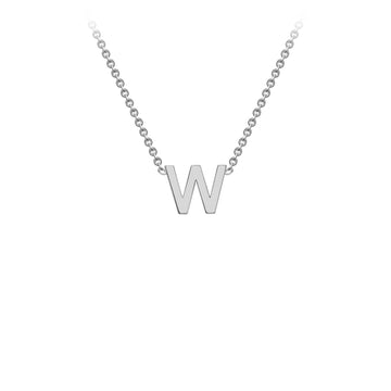 9K White Gold 'W' Initial Adjustable Letter Necklace 38/43cm