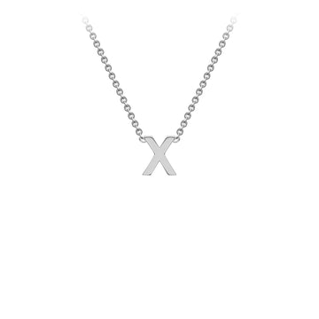 9K White Gold 'X' Initial Adjustable Letter Necklace 38/43cm