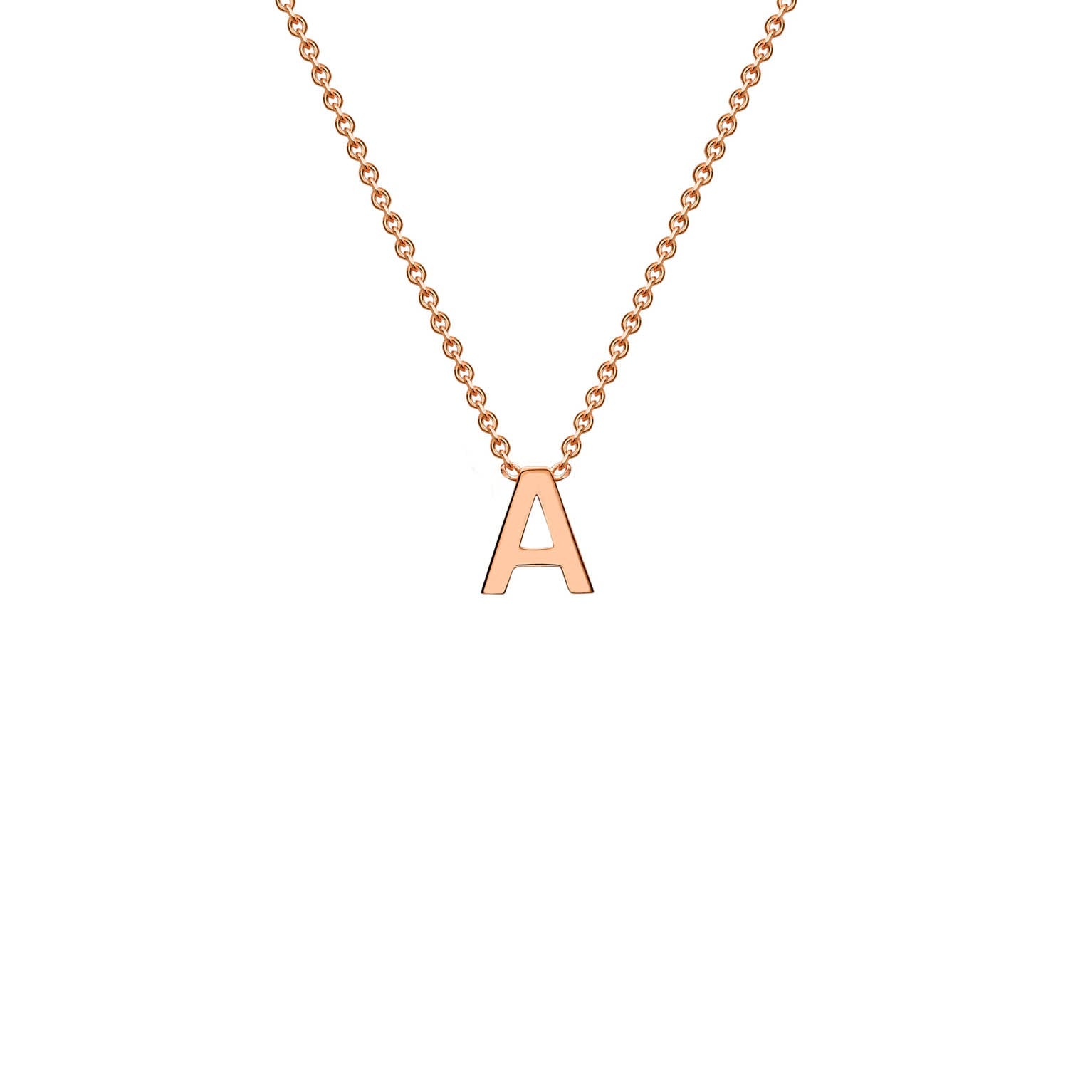 9K Rose Gold 'A' Initial Adjustable Letter Necklace 38/43cm
