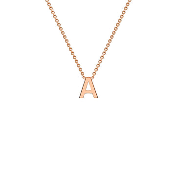 9K Rose Gold 'A' Initial Adjustable Letter Necklace 38/43cm