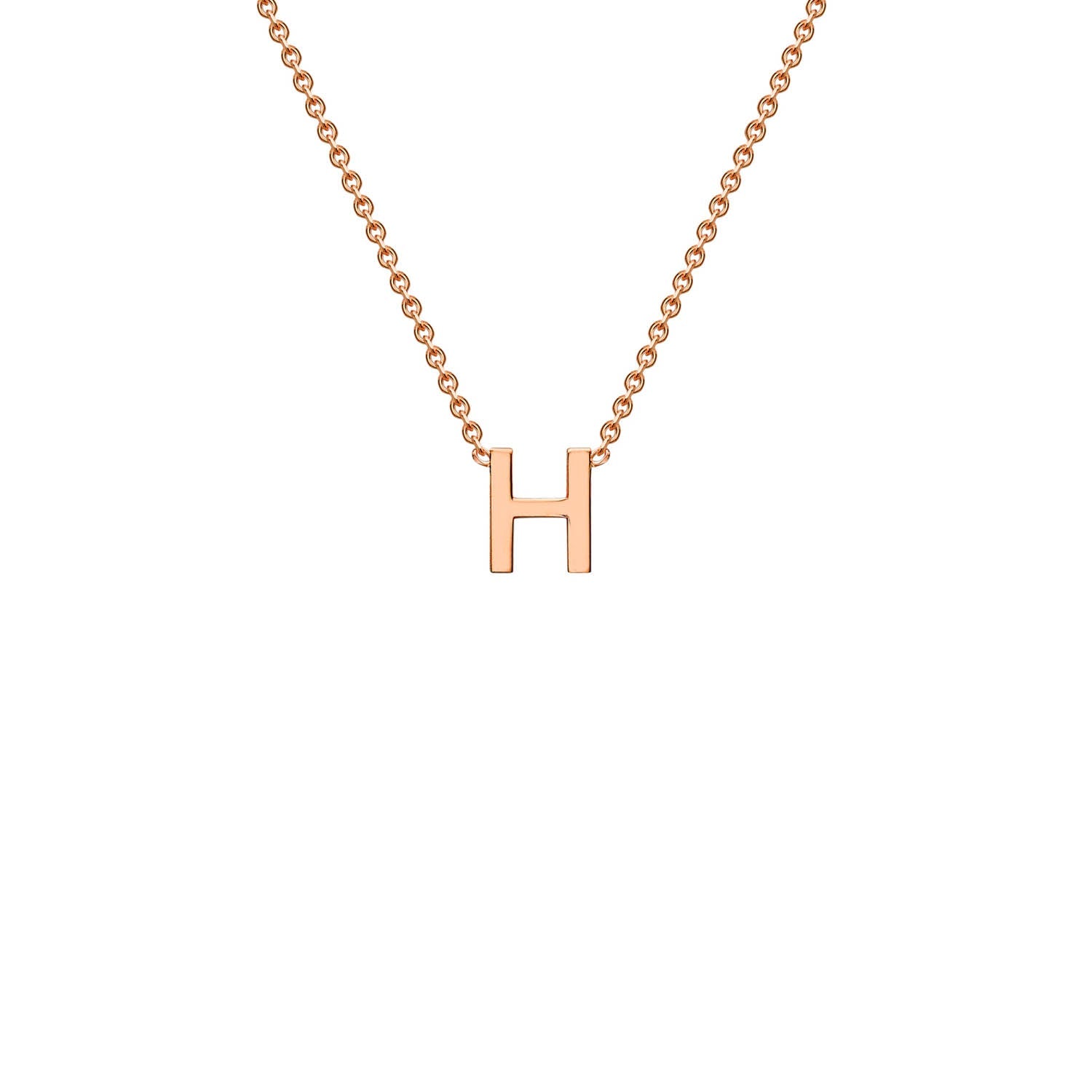 9K Rose Gold 'H' Initial Adjustable Letter Necklace 38/43cm