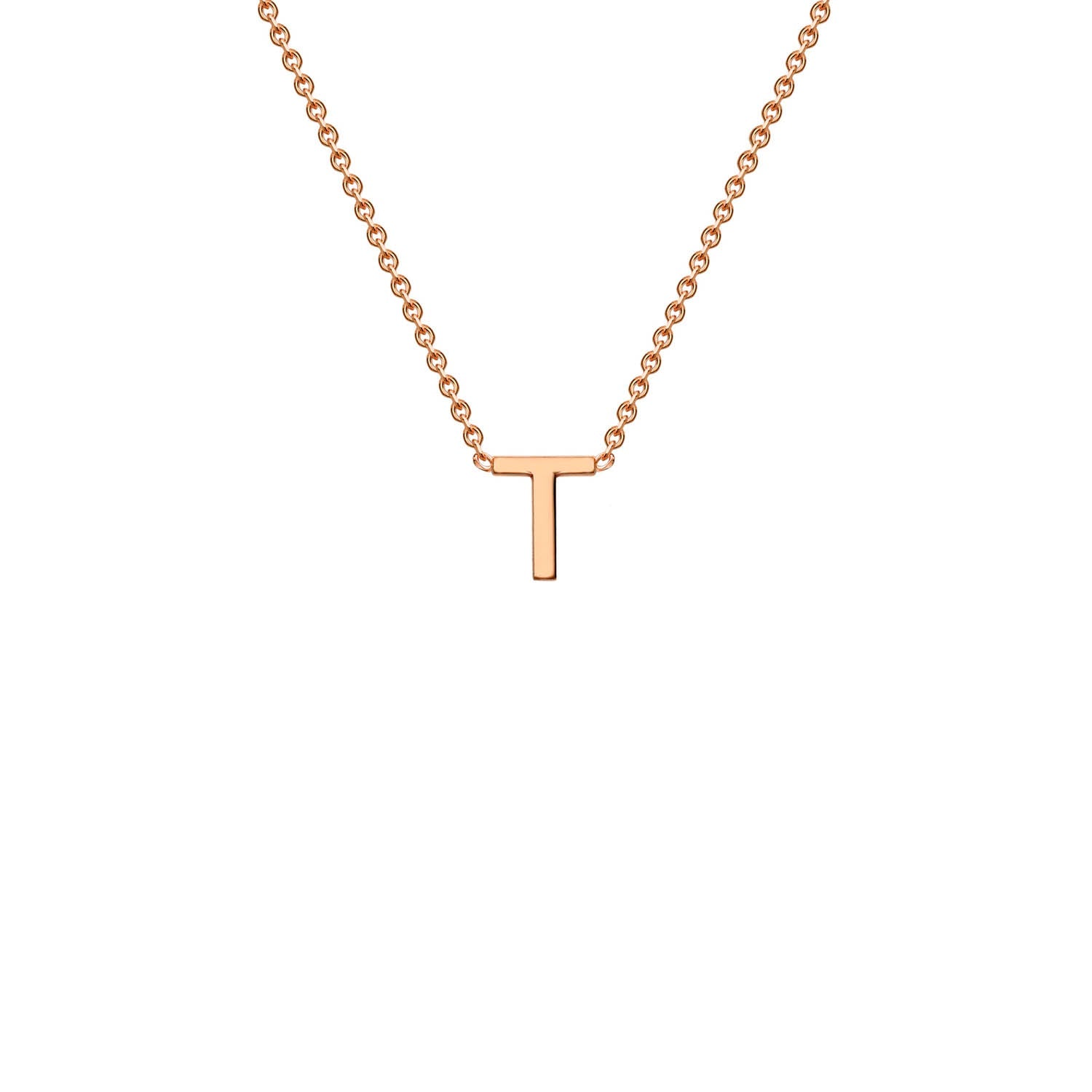 9K Rose Gold 'T' Initial Adjustable Letter Necklace 38/43cm