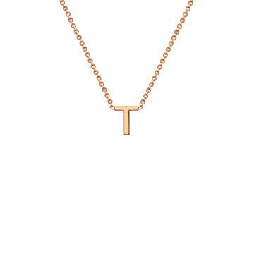 9K Rose Gold 'T' Initial Adjustable Letter Necklace 38/43cm
