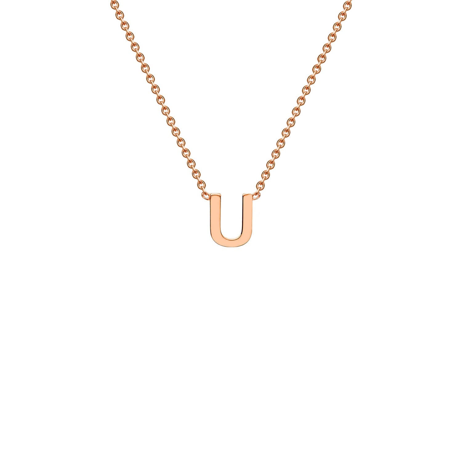 9K Rose Gold 'U' Initial Adjustable Letter Necklace 38/43cm