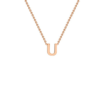 9K Rose Gold 'U' Initial Adjustable Letter Necklace 38/43cm