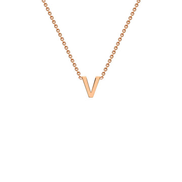 9K Rose Gold 'V' Initial Adjustable Letter Necklace 38/43cm