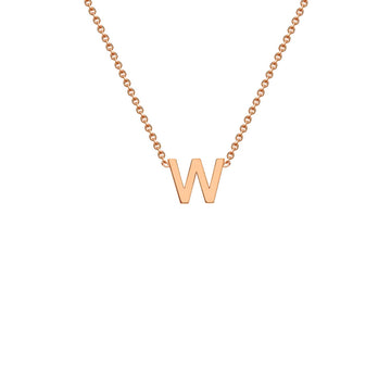9K Rose Gold 'W' Initial Adjustable Letter Necklace 38/43cm