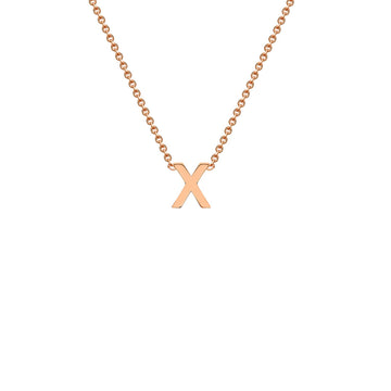 9K Rose Gold 'X' Initial Adjustable Letter Necklace 38/43cm