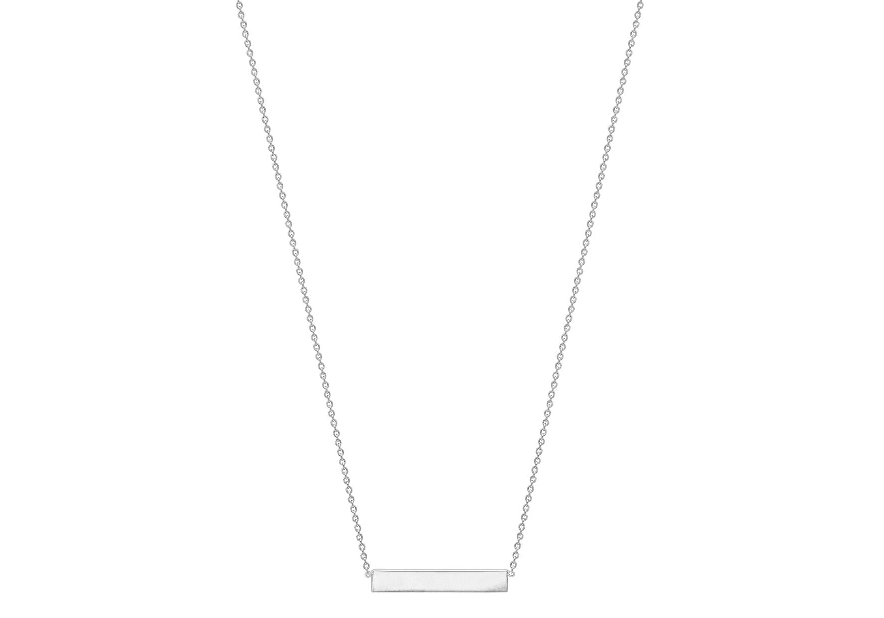 9K White Gold Solid Horizontal Bar Necklace 41+2cm