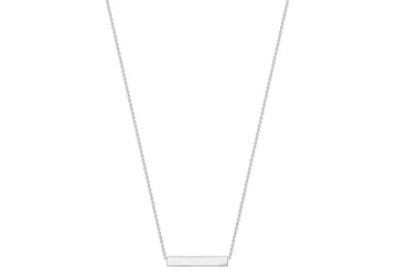 9K White Gold Solid Horizontal Bar Necklace 41+2cm