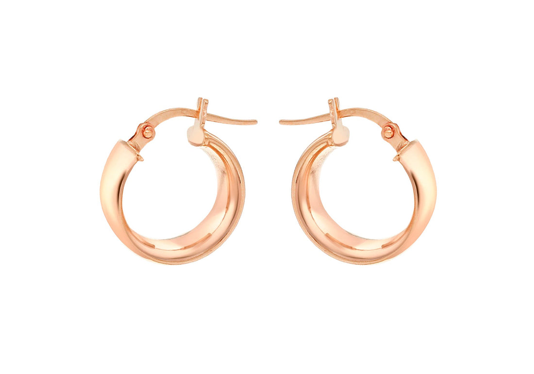 9K Rose Gold 6mm Band 14mm Creole Earrings