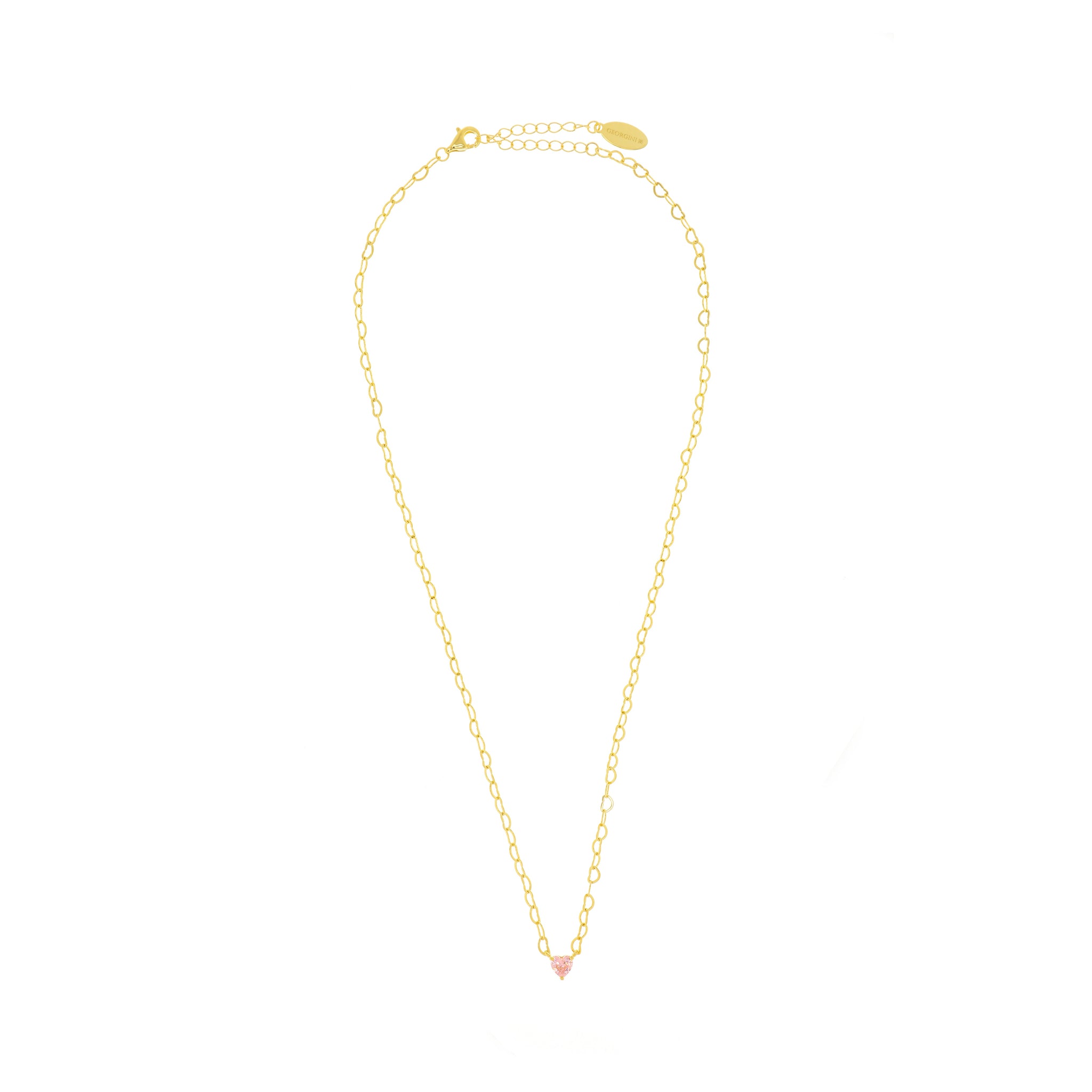 SWEETHEART HEART CHAIN NECKLACE PINK GOLD