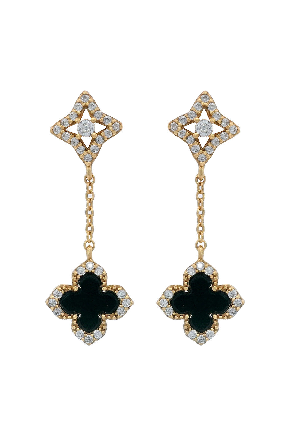 GEORGINI MIDNIGHT VELVET BLACK AGATE FAIRWATER DROP EARRINGS GOLD