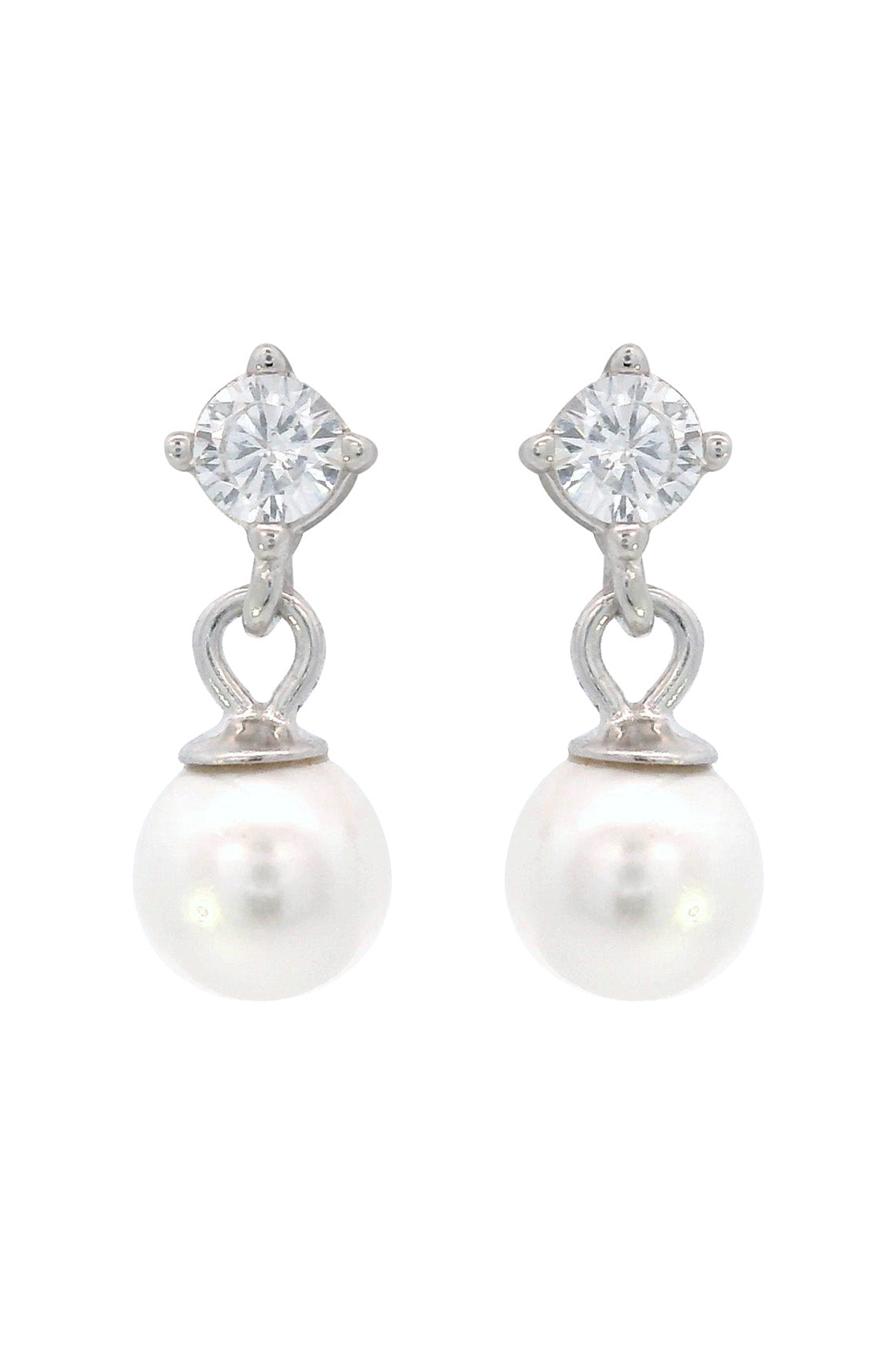 ADAGIO TOUCH OF SPARKLE DANGLE DROP PEARL EARRINGS SILVER