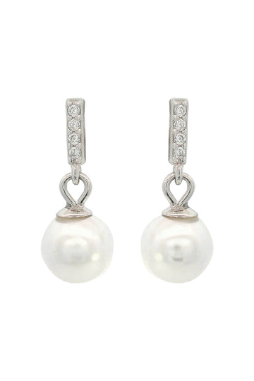 ADAGIO EFFORTLESS GLOW BAR DANGLE PEARL EARRINGS SILVER