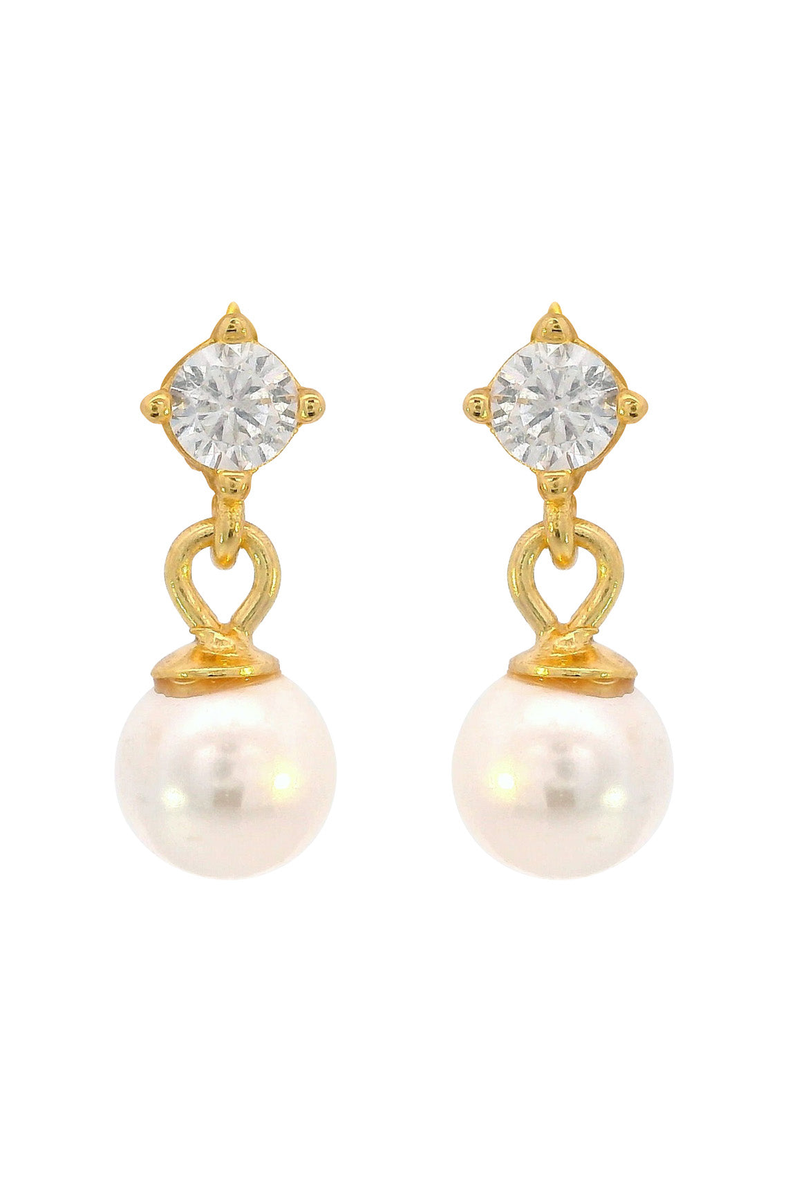 ADAGIO TOUCH OF SPARKLE DANGLE DROP PEARL EARRINGS GOLD