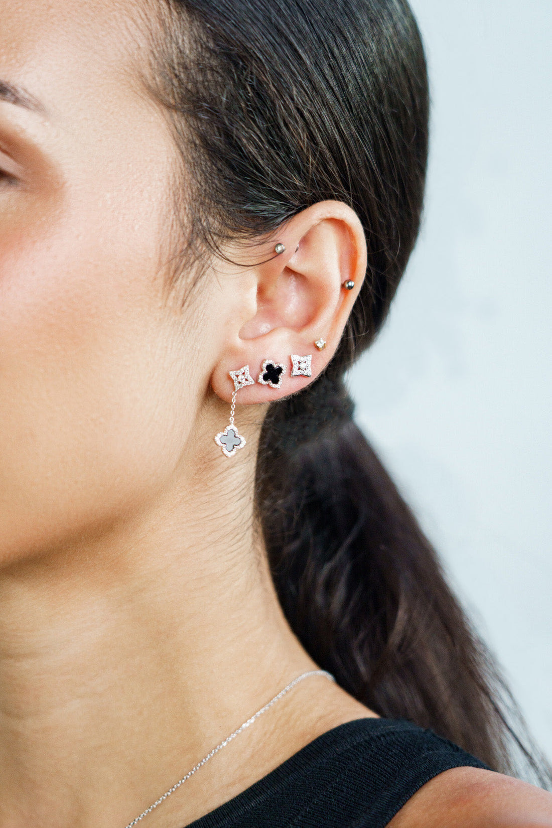 GEORGINI MIDNIGHT VELVET FAIRWATER PETITE EARRINGS SILVER