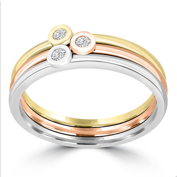 0.05ct GH I1 Diamond Ring in 9K Tri Gold