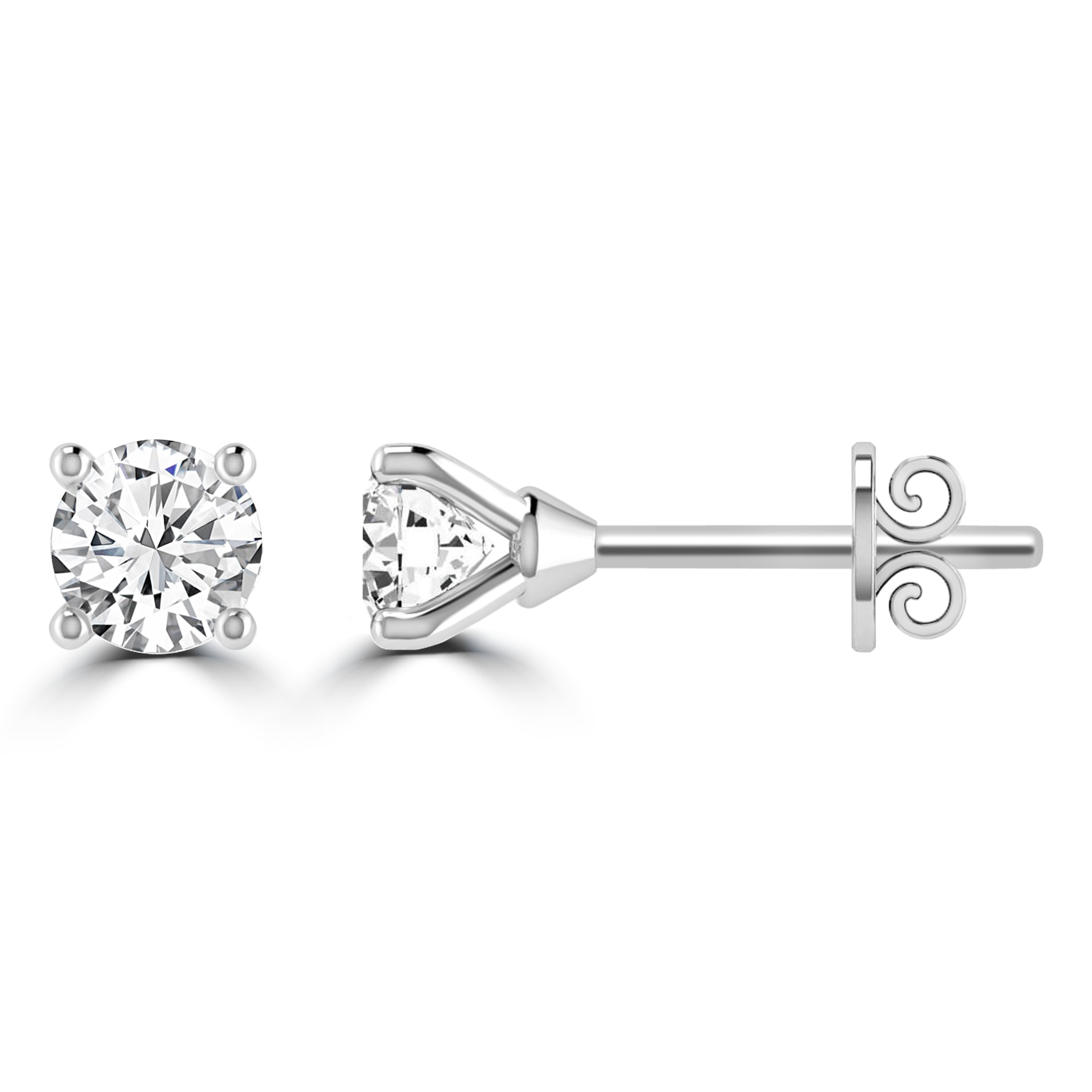 0.50ct GH I1 Diamond 4 Claw Studs in 9K White Gold