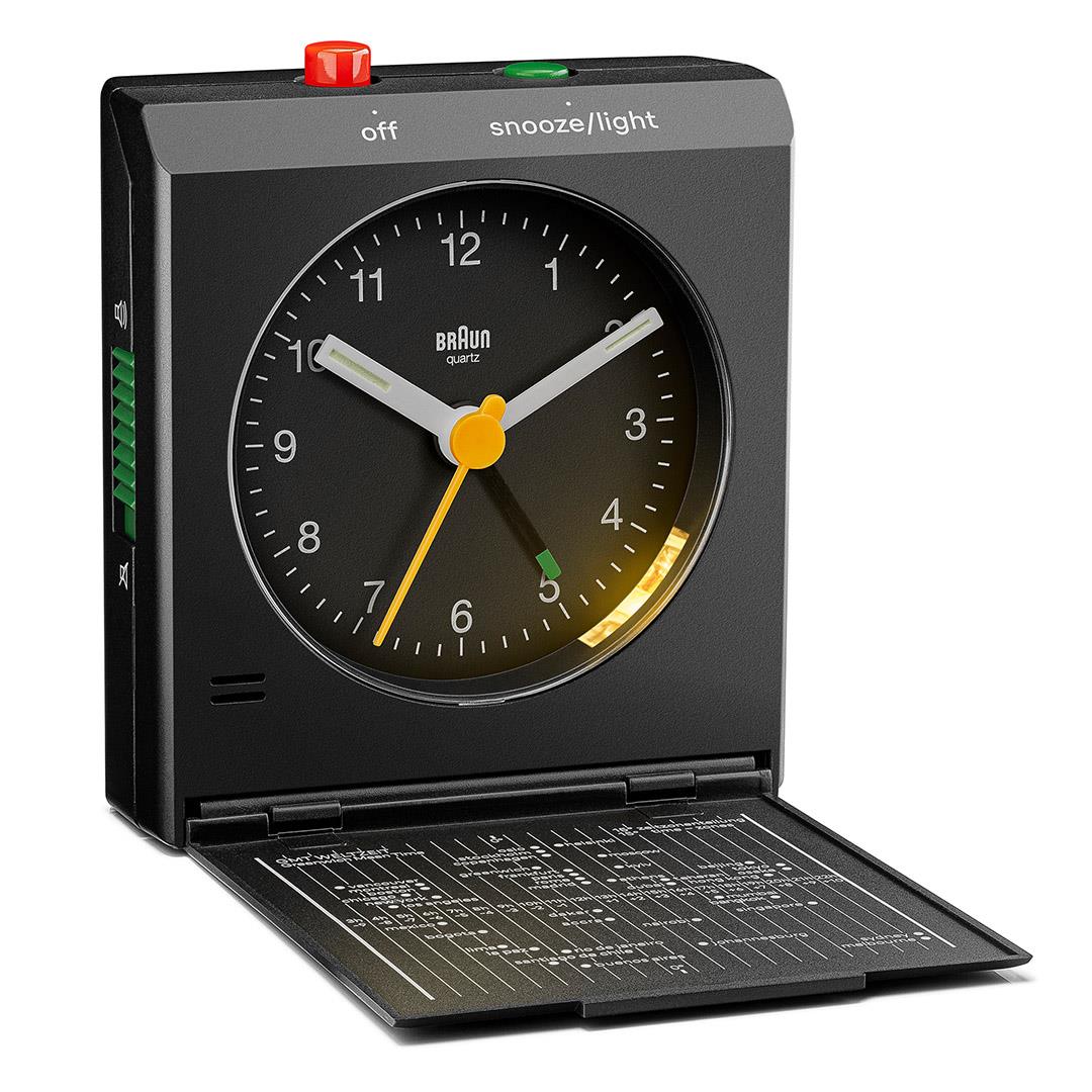 Braun Black Classic Travel Analogue Alarm Clock