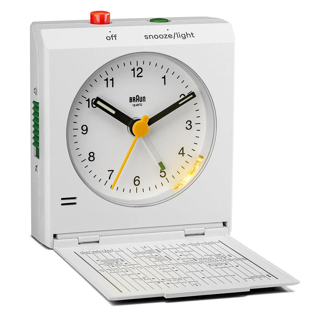 Braun White Classic Travel Analogue Alarm Clock