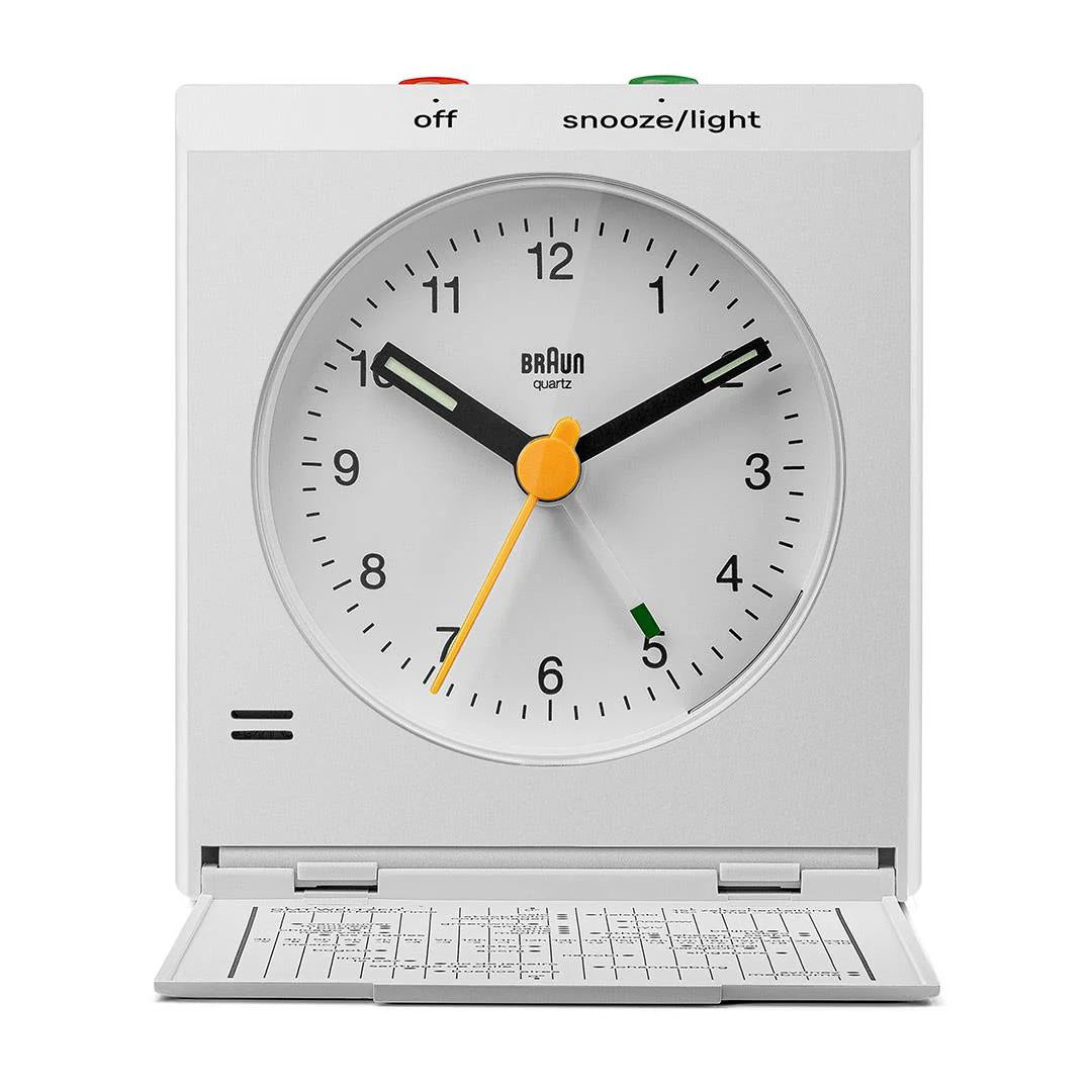 Braun White Classic Travel Analogue Alarm Clock