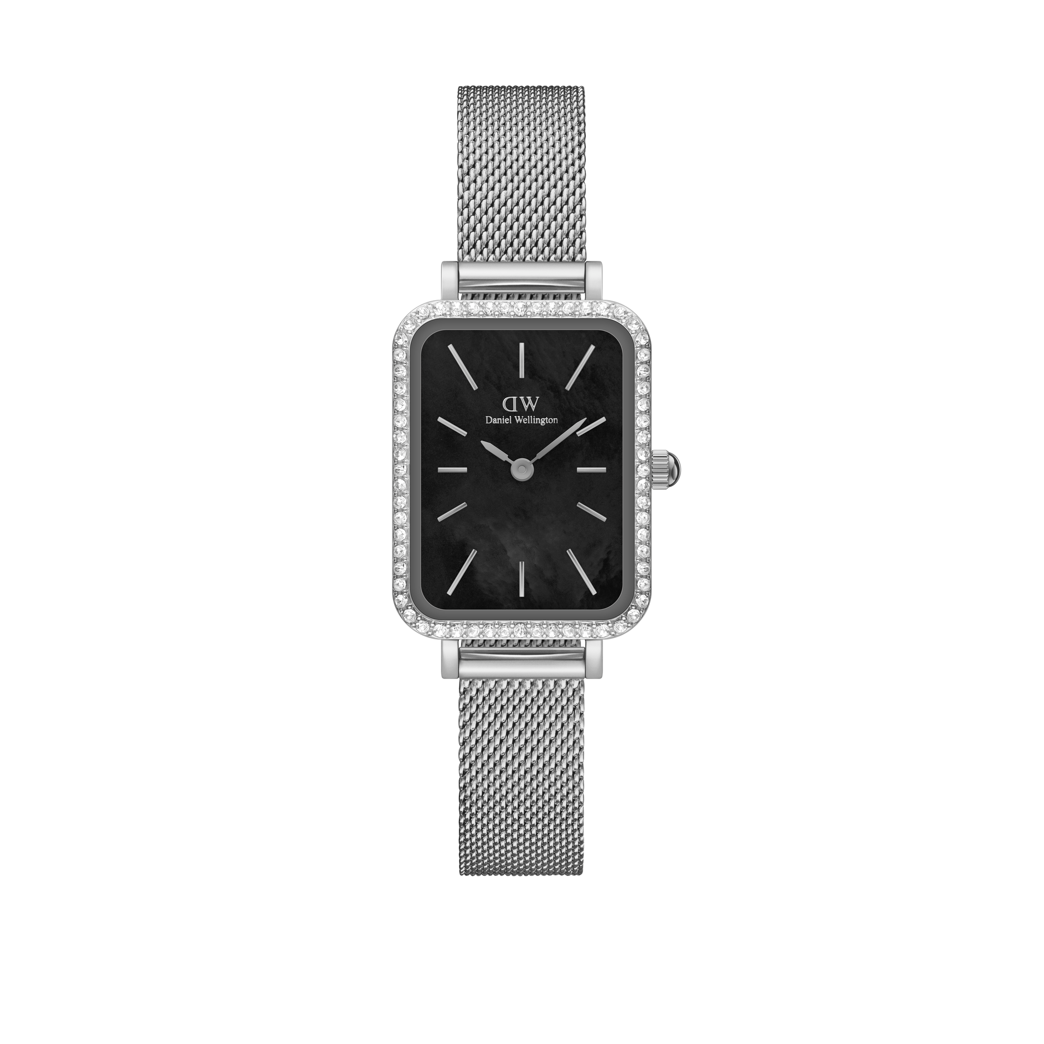 Daniel Wellington Quadro 20x26 Bezel Mesh Black Mother of Pearl Silver Watch
