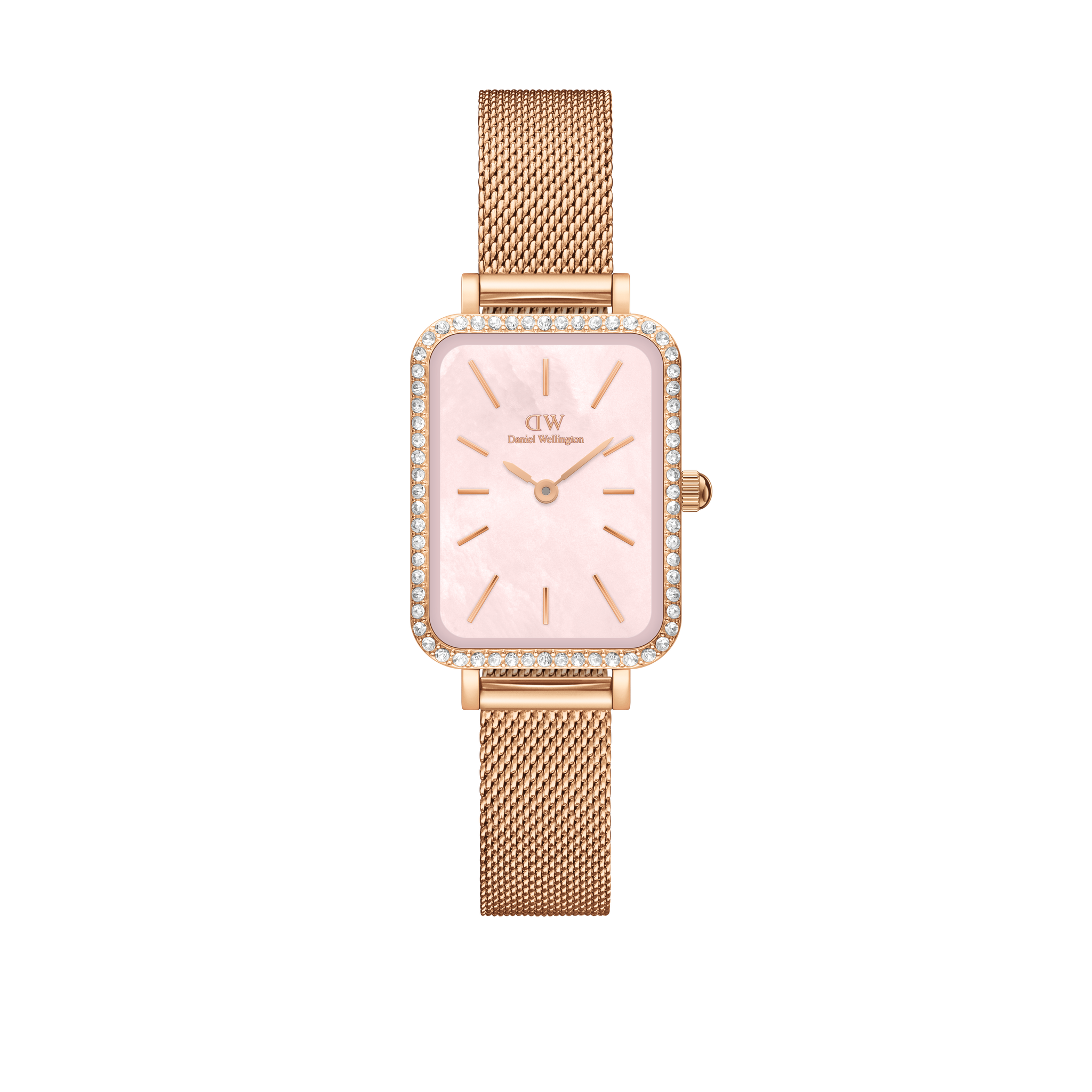 Daniel Wellington Quadro 20x26 Bezel Mesh Pink Mother of Pearl Rose Gold Watch
