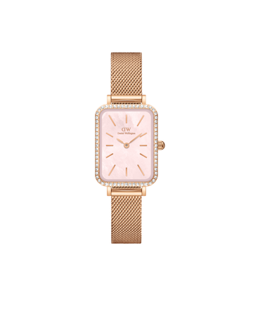 Daniel Wellington Quadro 20x26 Bezel Mesh Pink Mother of Pearl Rose Gold Watch