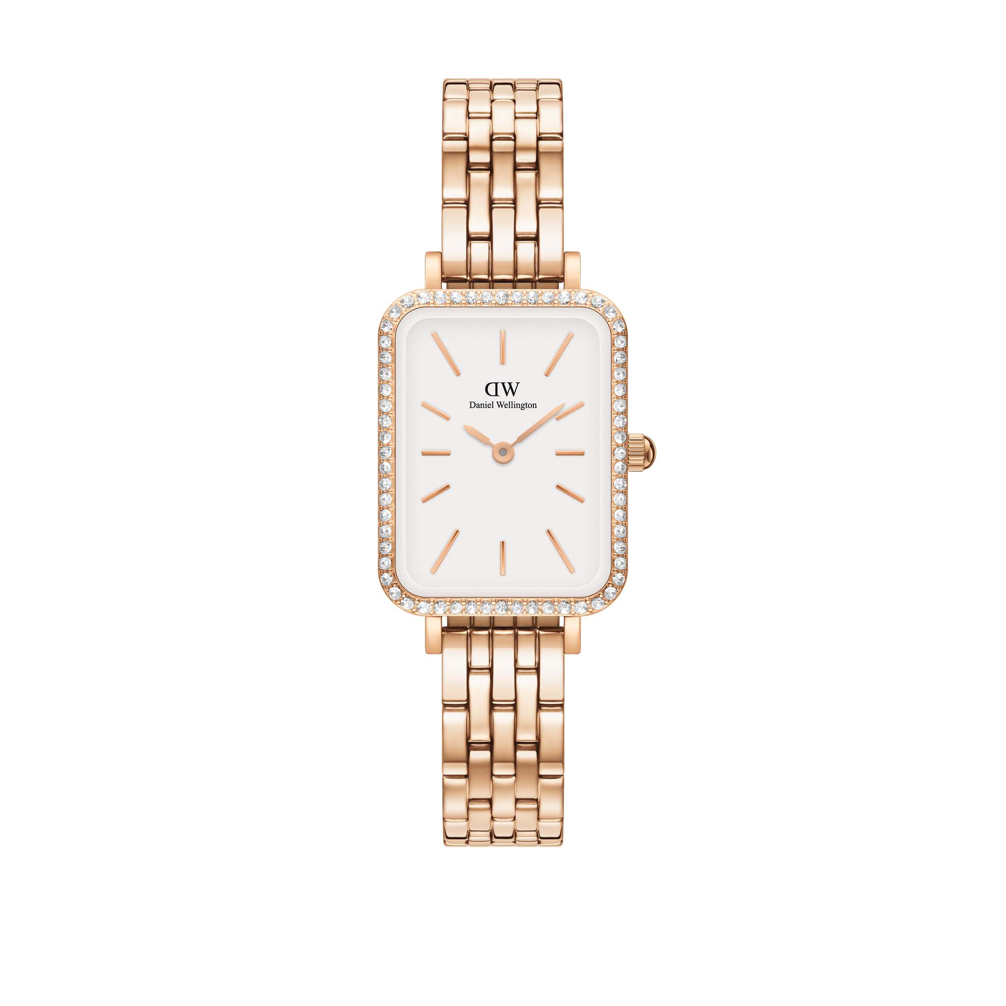 Daniel Wellington Quadro 20x26 Bezel 5-Link White & Rose Gold Watch