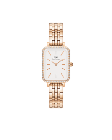 Daniel Wellington Quadro 20x26 Bezel 5-Link White & Rose Gold Watch