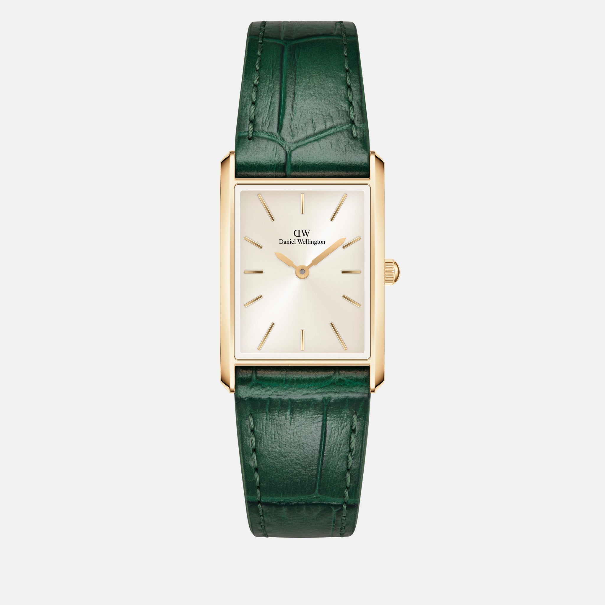 Daniel Wellington Bound 32x22 Green Croc Leather G Champagne Sunray Watch