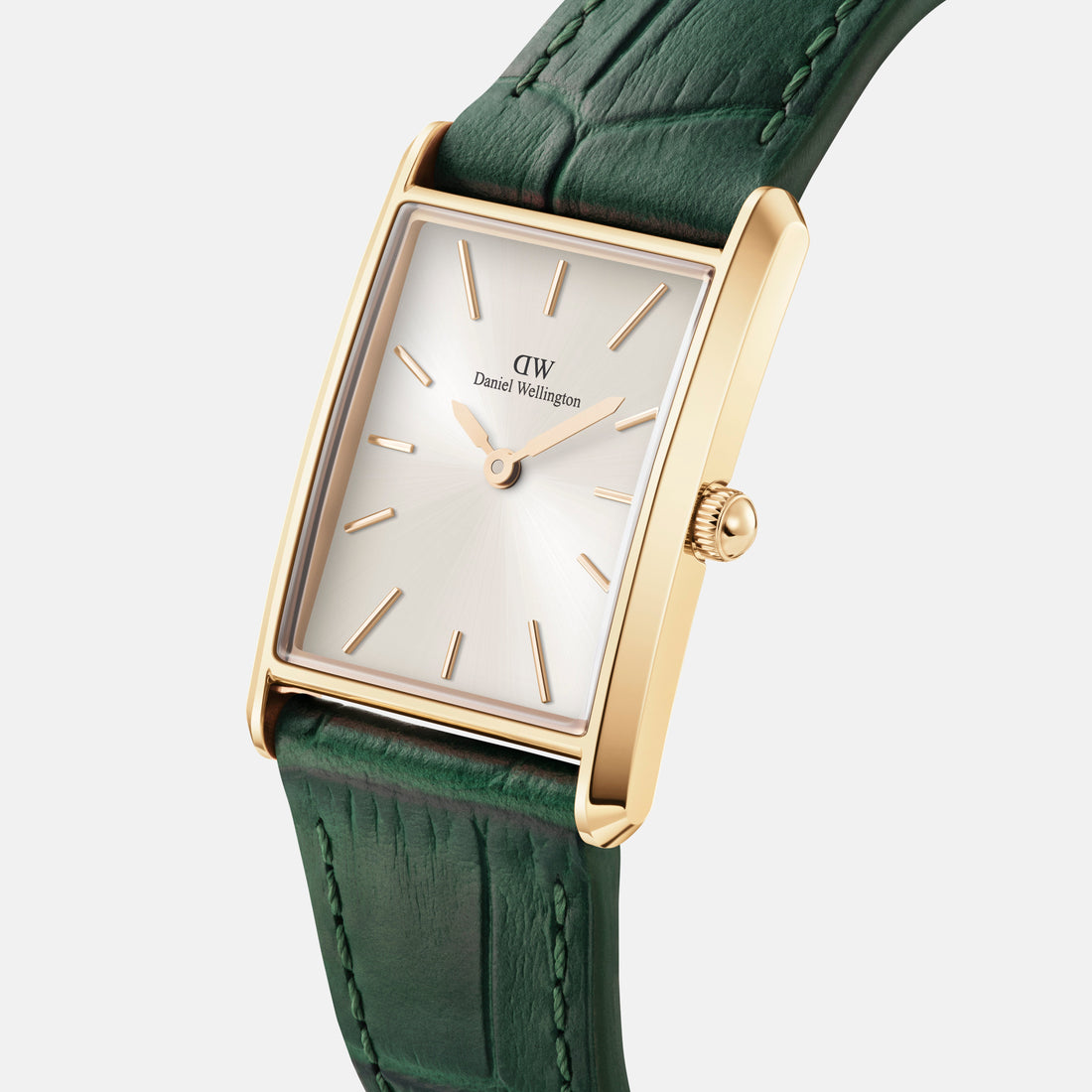 Daniel Wellington Bound 32x22 Green Croc Leather G Champagne Sunray Watch