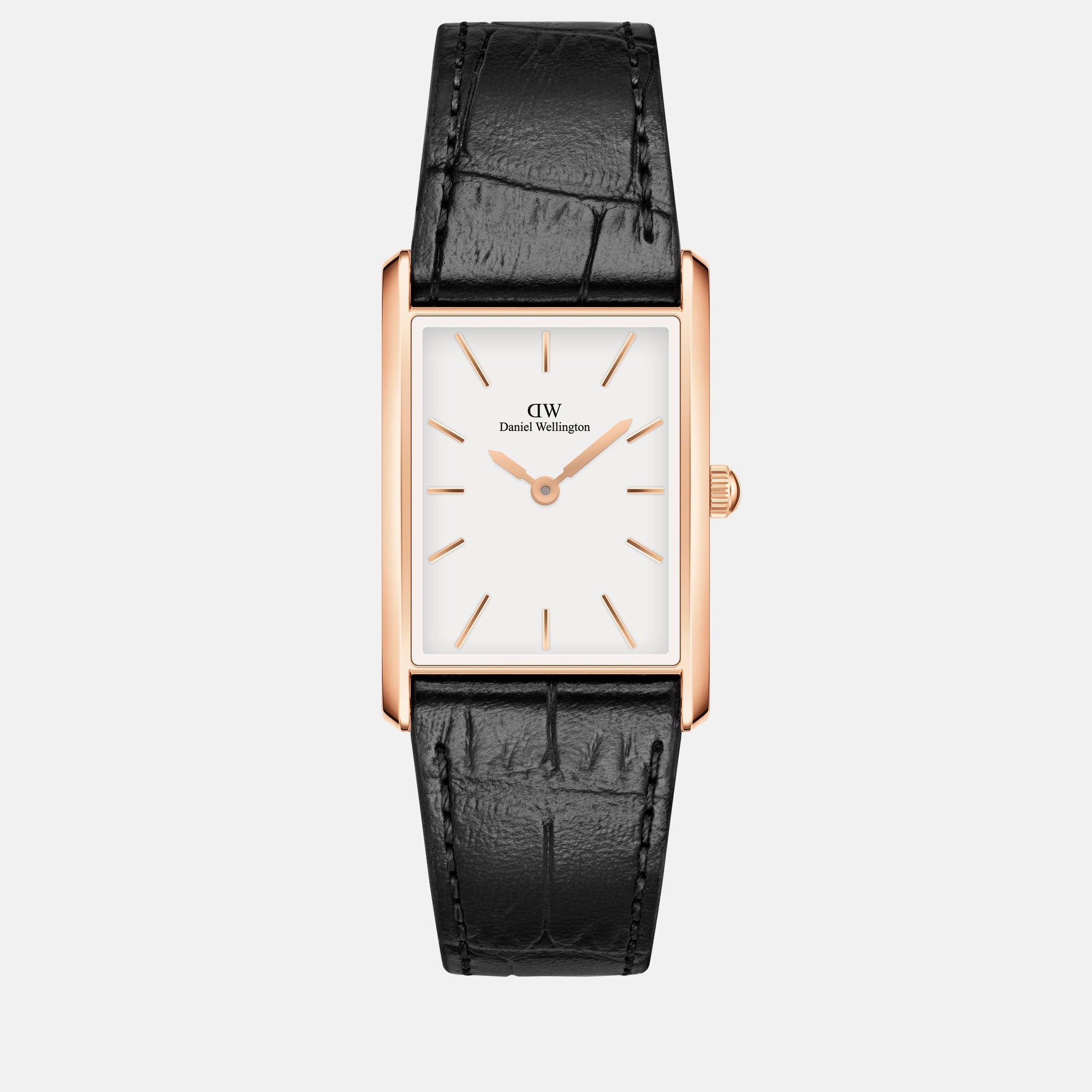 Daniel Wellington Bound 35x24 Black Croc Leather RG White Watch