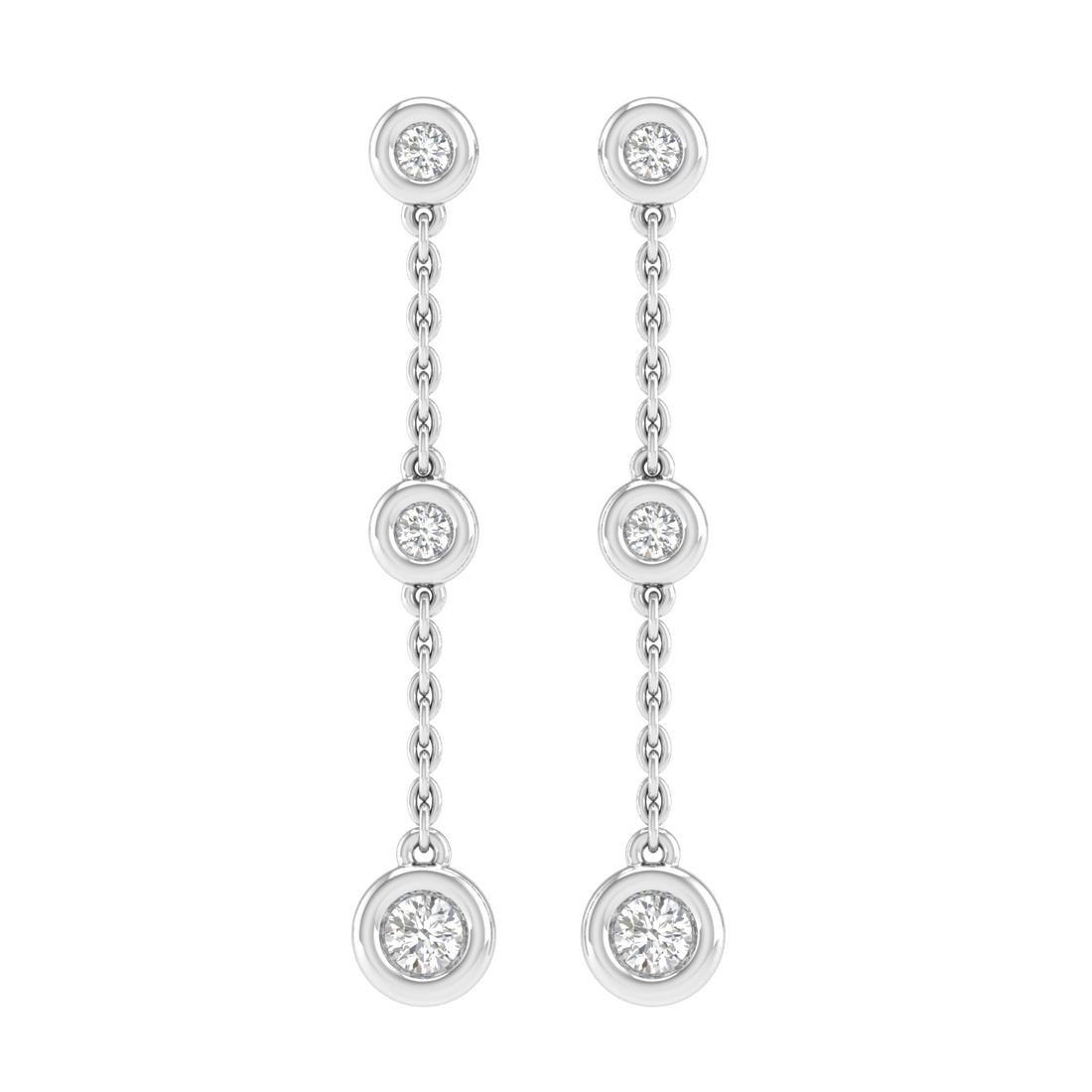 Diamond Chain Earrings with 0.25ct Diamonds in 9K White Gold