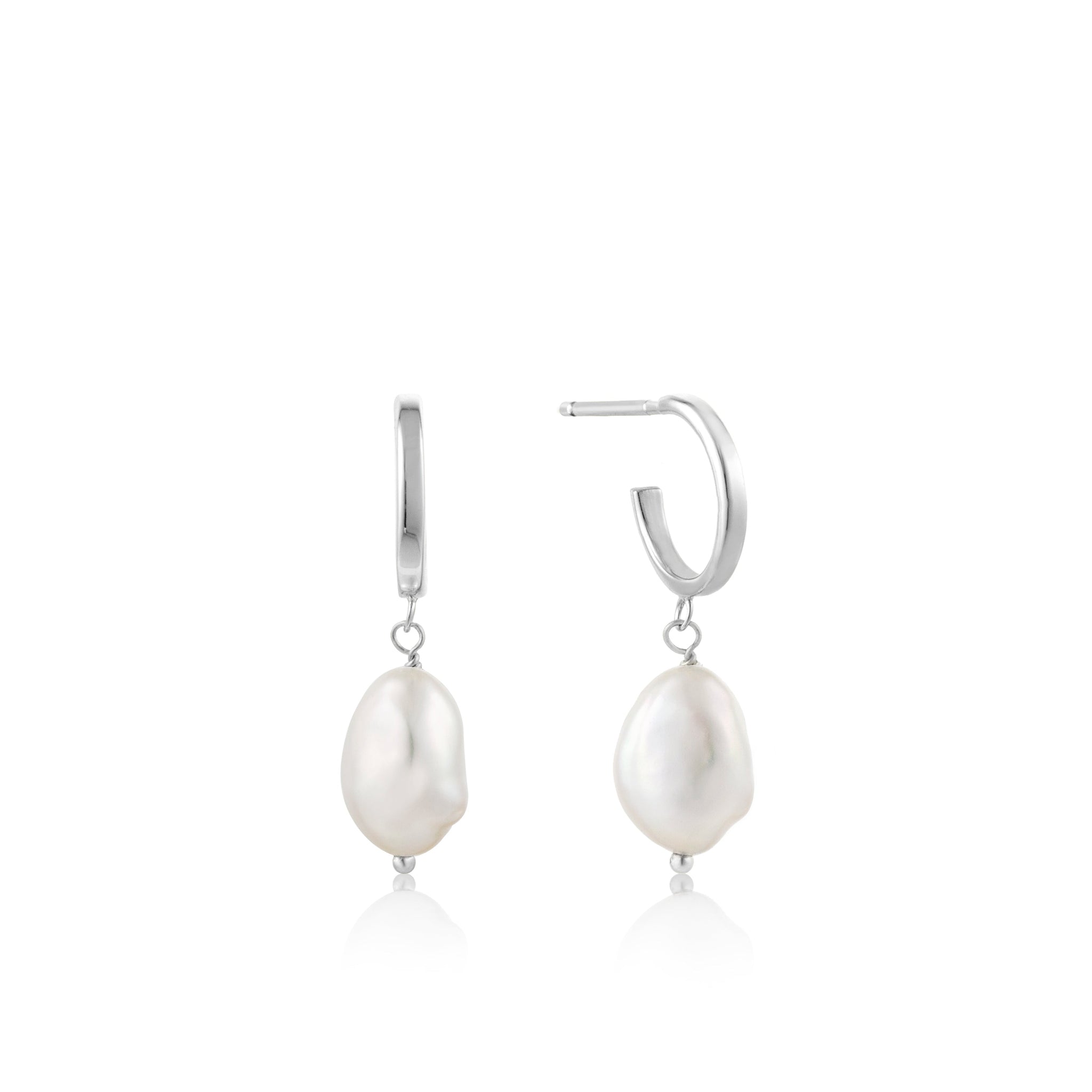 Ania Haie Pearl Mini Hoop Earrings Silver