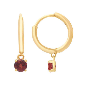 Garnet Huggie Earrings 9K Yellow Gold