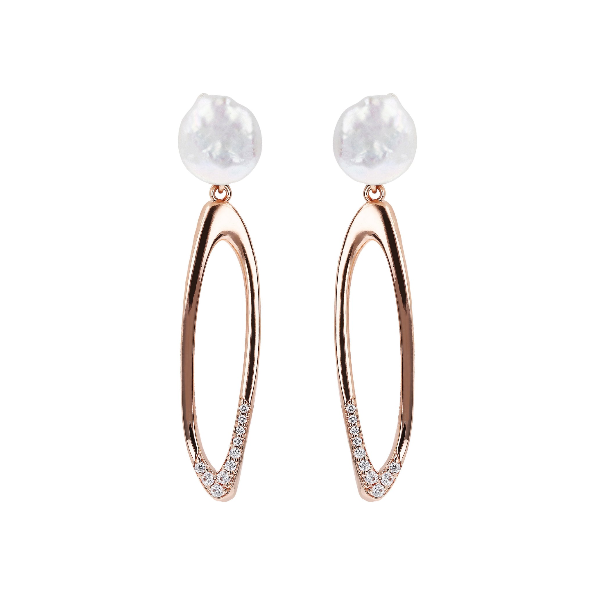 Bronzallure Hoop Earrings with Coin Pearls