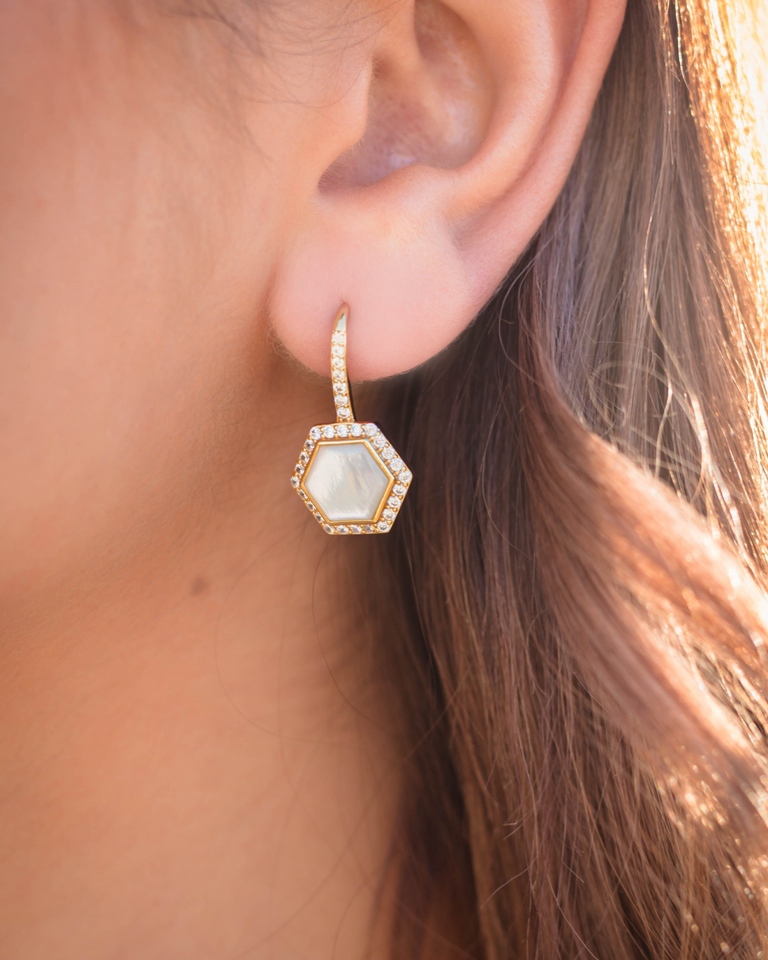 OCEANS TORQUAY MOTHER OF PEARL EARRINGS GOLD