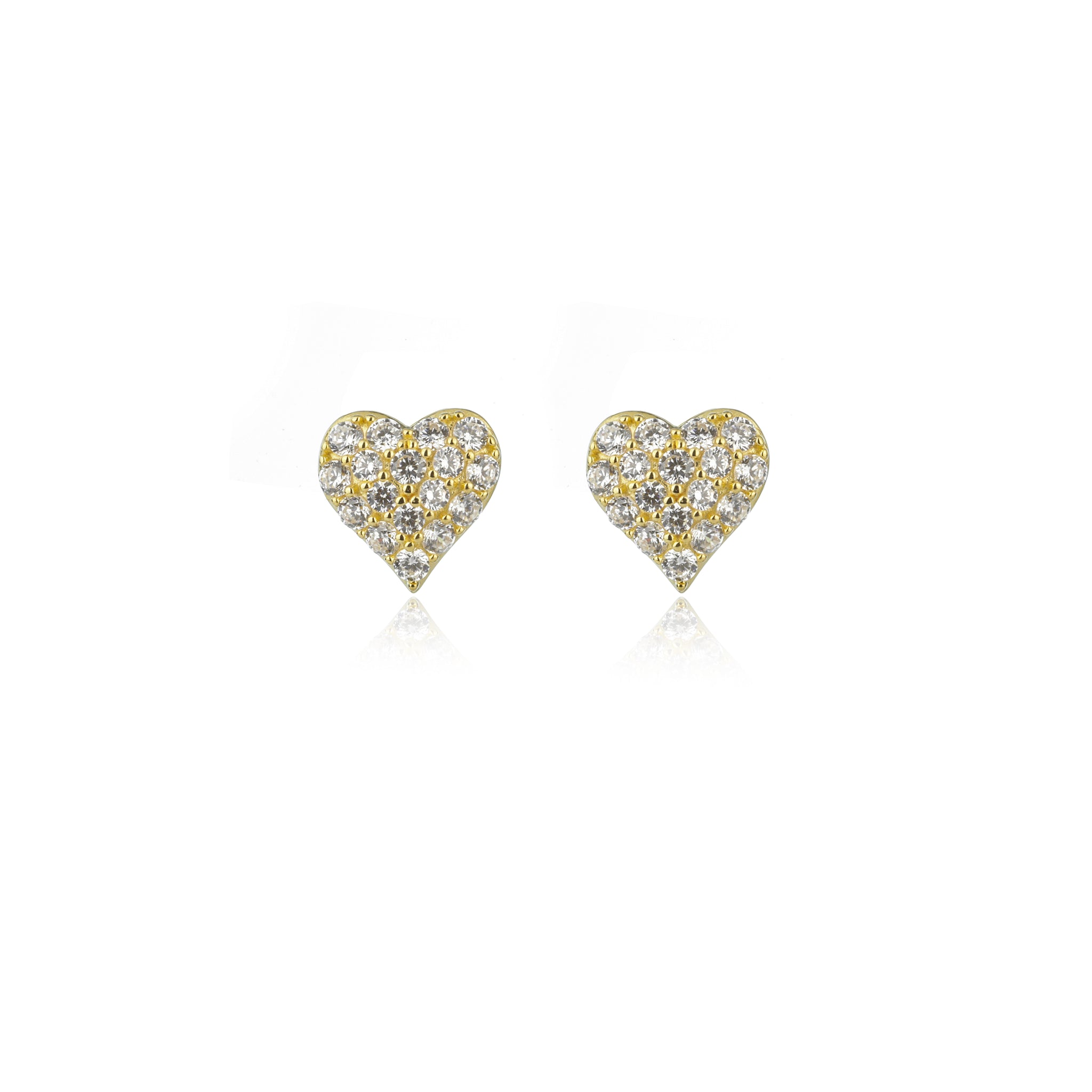 SWEETHEART SPARKLY HEART STUDS GOLD
