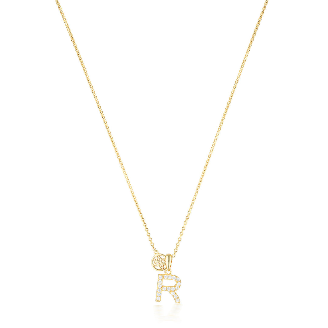LUXURY LETTERS R INITIAL PENDANT GOLD