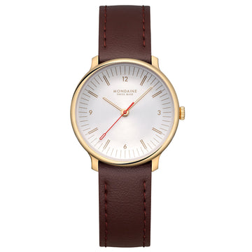 Mondaine Doppio Brown Leather 33mm Watch - MLE.33110.LGV