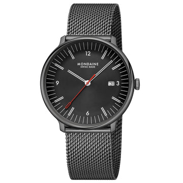 Mondaine Doppio Black Stainless Steel 41mm Watch - MLE.41220.SM