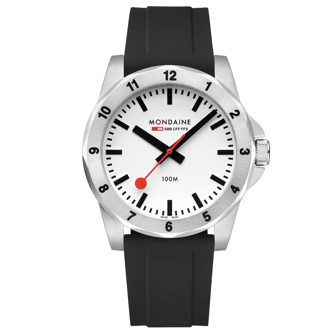 Mondaine Numeri Black Silicon 42mm Watch - MSN.4211B.RB