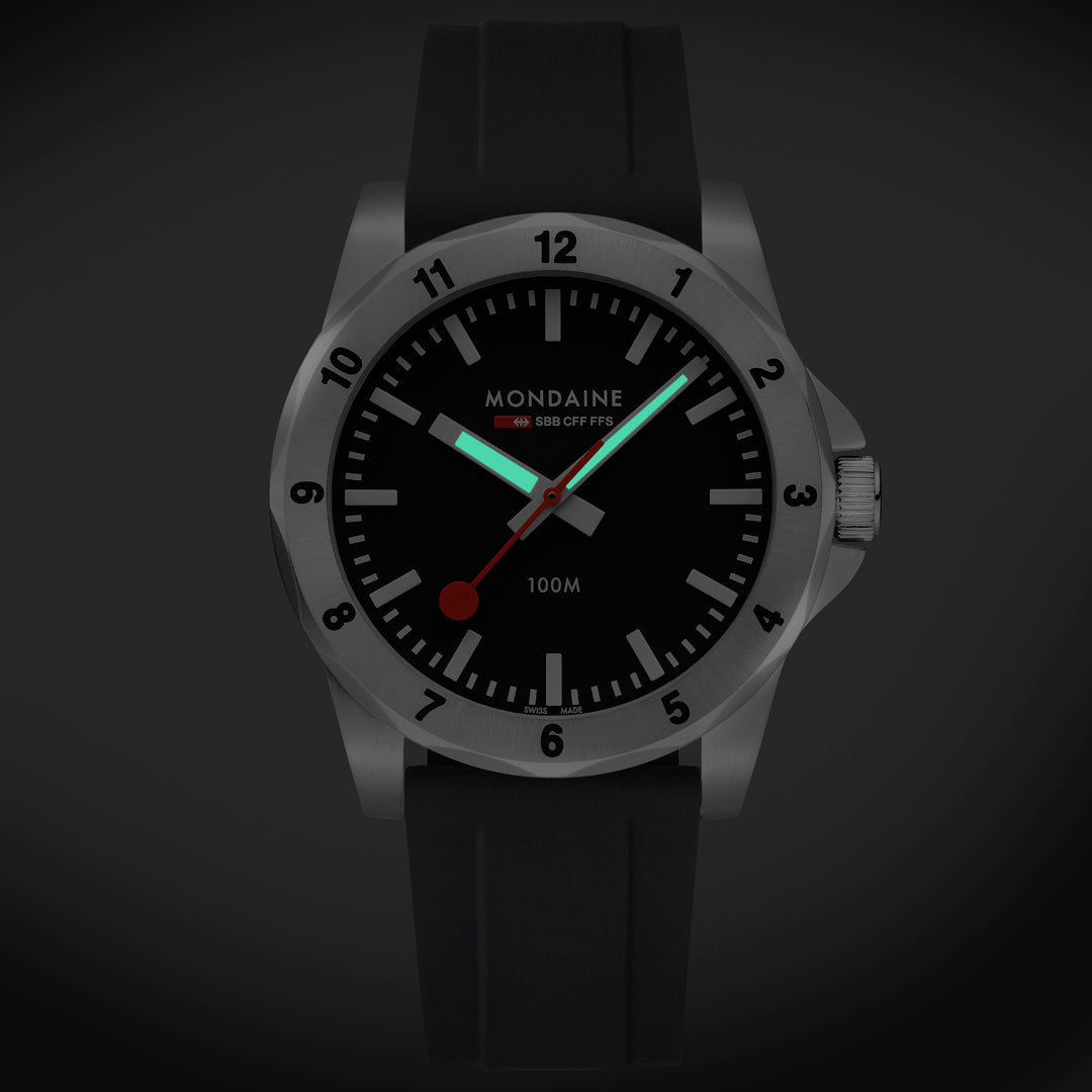Mondaine Numeri Black Silicon 42mm Watch - MSN.42120.RB
