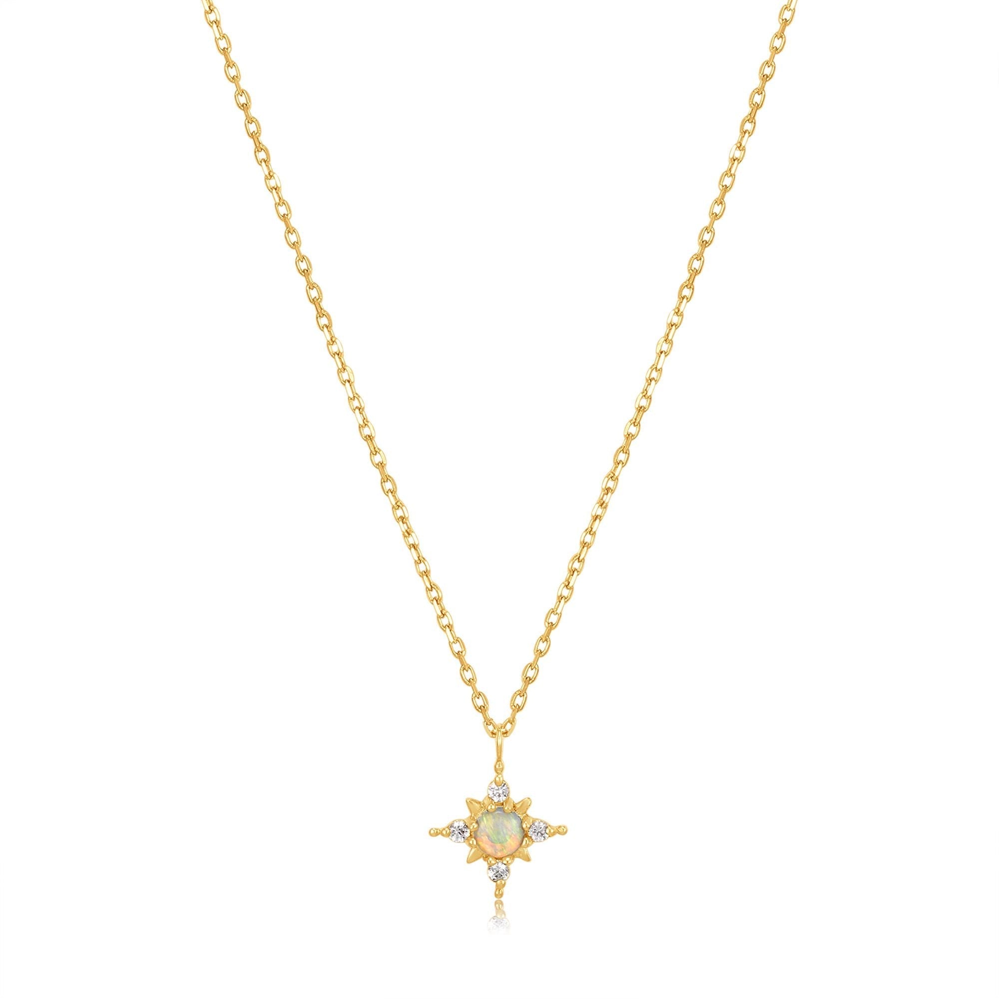Ania Haie 14kt Gold Opal and White Sapphire Star Necklace