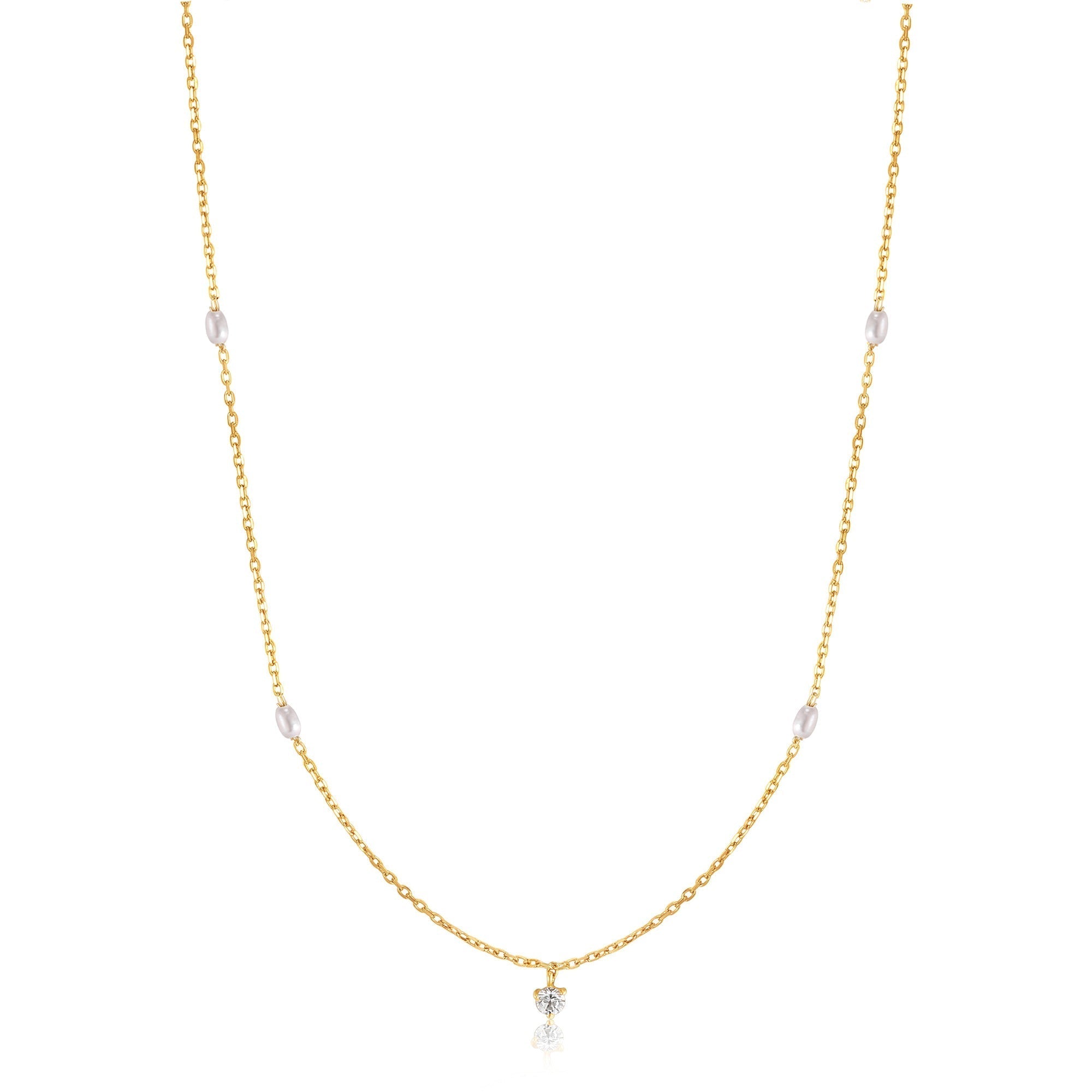 Ania Haie 14kt Gold Pearl and White Sapphire Necklace