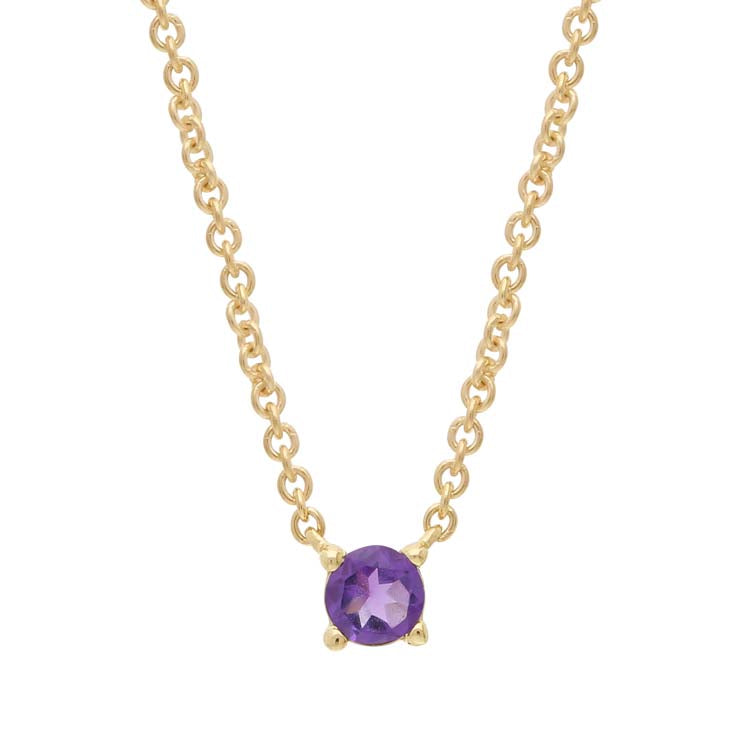 Purple Amethyst Necklace 40-45cm in 9K Yellow Gold