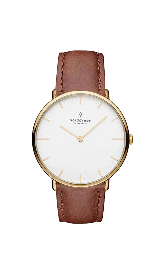 Nordgreen Native 28mm Brown Leather Strap Watch